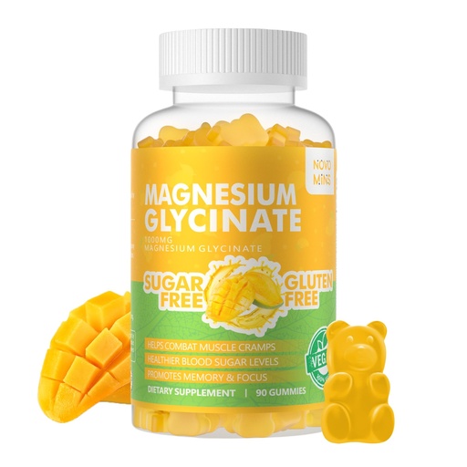 [BRSROHT4OAFAGYAZ] 90 CT Magnesium Glycinate Gummies 1000mg - Sugar Free Magnesium Potassium Supplement with Vitamin D, B6, CoQ10 for Calm Mood & Sleep Support - 90 Mango Pineapple Gummies