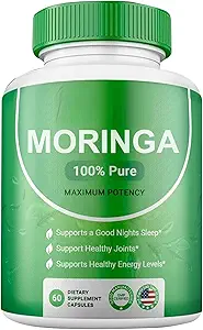 [BRSRAGIDBUCWO3Q2] Moringa Powder Capsules - 800mg of Pure Nutrient-Rich Moringa Powder - A Natural Green Antioxidant Superfood - Supports Energy, Gut Health+Essential Vitamins & Amino Acids