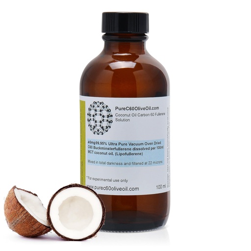 [BRSW2EAPDJ5RU3Y7] PureC60OliveOil C60 Organic MCT Coconut Oil 100ml / 3.4 Fl Oz - 99.95% Carbon 60 Solvent Free 40mg - Amber Glass Bottle - Food Grade - Carbon 60 Coconut Oil - From The Leading Global Producer