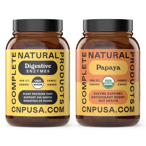 [BRSROHY7CV6BAFLP] Complete Natural Products Organic Papaya Enzymes 100 Capsules & Digestive Enzymes 100 Capsules Bundle