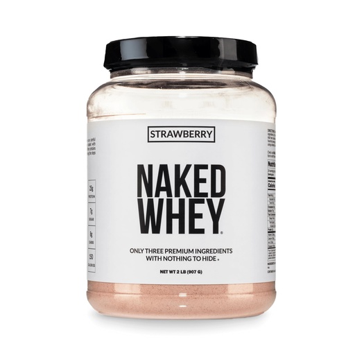 [BRSRAZL3A57G2E3P] NAKED Strawberry Whey Protein Powder, Only 3 Ingredients, 25g Grass Fed Whey Protein Powder, Aid Muscle Growth & Recovery - 24 Servings