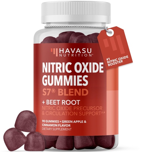 [BRSROCYBARYQIG3J] Nitric Oxide Gummies for Men and Women with L-Arginine and Beet Root - NO Gummies for Endurance and Recovery - 90 Count - Green Apple and Cinnamon Flavor - Vegan, Non-GMO, 1 Month Supply