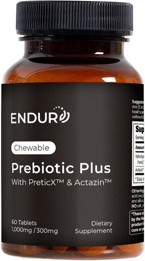 [BRSRM2YBCUJWKF3G] Endurance Products ENDUR Prebiotic Plus with Actazin & PreticX Complex, Helps You Feel Light, Comfortable & Confident Every Day, Gluten Free, 60 Tablets