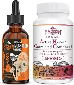 [BRSROAL7PMNWCHQ3] 1500 MG Liposomal Active Hexose Correlated Supplement 120 SoftGels Bundle with 2000 MG Liposomal Mushroom Complex Drops 30 Servings