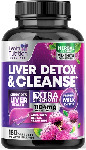 [BRSROZQ6DNYRGDLO] Gentle Liver Cleanse Detox & Repair Formula - Advanced Liver Support Supplement with Silymarin Milk Thistle, Dandelion Root, Artichoke Extract, Turmeric, Choline, & Beetroot - 180 Veggie Capsules