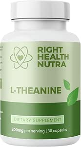 [BRSRAFD3OAMRACDF] Right Health Nutra L-Theanine 200mg - 30 Capsules - L Theanine Supplement with 2X Strength