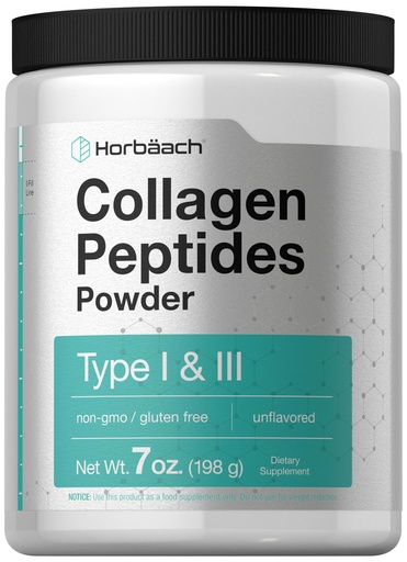 [BRSRMYL2OJ5RYA3Z] Horbäach Collagen Peptides Powder 7oz | Type I and III | Unflavored Multi Collagen Protein and Amino Acids | Gluten Free, Keto & Paleo Friendly