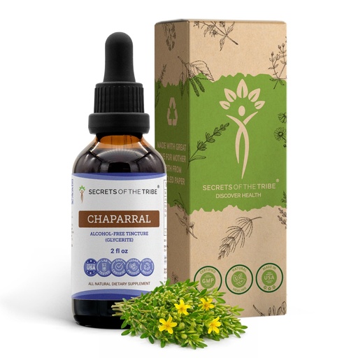 [BRSWGYDYAR4AIHI6] Secrets of the Tribe Chaparral Alcohol-Free Liquid Extract, Chaparral (Larrea tridentata) Dried Leaf and Flower Tincture Supplement (2 FL OZ)