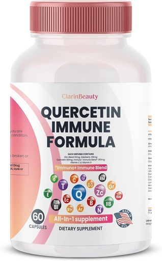 [BRSROGQCOAGROF3L] ClarinBeauty Quercetin 1000mg Zinc 50mg Vitamin C 1000mg Vitamin D 5000 IU Bromelain Elderberry & 350mg of Immune Defense Support Supplement Enriched with Artemisinin, Sea Moss, Garlic, Echinacea