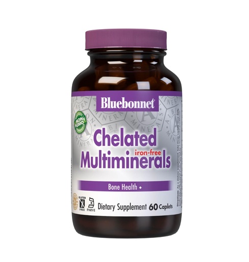 [BRSWIYQZBQPB4CLY] Bluebonnet Nutrition High Potency Chelated Multiminerals (Iron-Free), Albion Chelated Minerals, Soy-Free, Gluten-Free, Non-GMO, Kosher Certified, Dairy-Free, 60 Caplets, 20 Servings