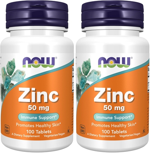 [BRSRAY35CQBBS2QY] NOW Foods Supplements, Zinc (Zinc Gluconate) 50 mg, Supports Enzyme Functions*, Immune Support*, 100 Tablets (Pack of 2)