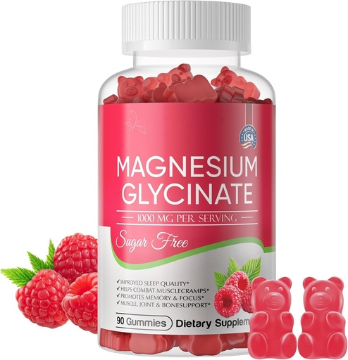 [BRSRAAT3OUBGKHTU] Magnesium Glycinate Gummies 700mg, Sugar Free Magnesium Glycinate, Magnesium Complex Potassium Supplement with Potassium, VitaminD, B6 for Calm Support & Sleep for Adults - 60 Raspberry Gummies