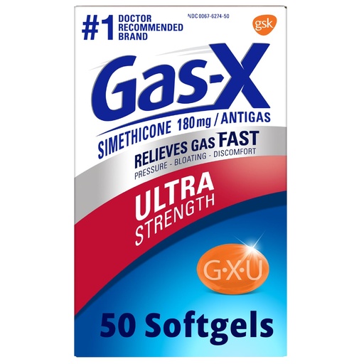 [BRSWIY32BEAAEGY7] Gas-X Ultra Strength Gas Relief Softgels with Simethicone 180 mg for Bloating Relief - 50 Count