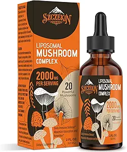 [BRSROA34OQNWKG3L] Liposomal Mushroom Complex Drops 2000 MG - 20 Organic Mushroom Extracts - Advanced Liquid Formula for Immunity, Cognitive and Memory - Lions Mane Supplement, Reishi, Cordyceps, Chaga, 300 Servings