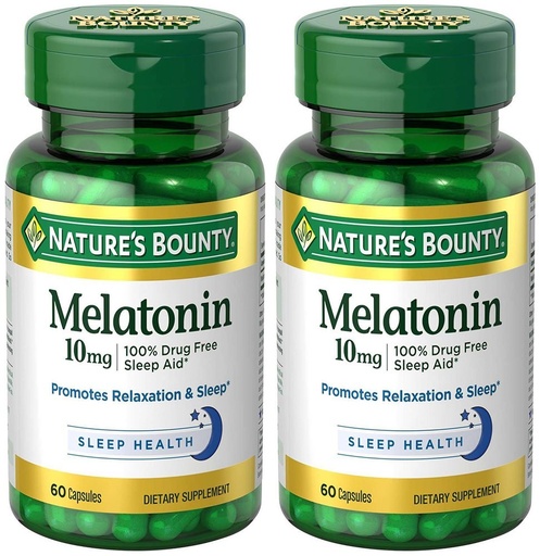 [BRSWGGAEOJYAK2Y4] Melatonin 10 mg, 2 Bottles (60 Count)