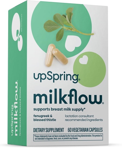 [BRSRAGIPBV7GAHI3] UpSpring Milkflow Lactation Supplement for Milk Supply Increase, Breastfeeding Supplements with Fenugreek & Blessed Thistle, Non-GMO, Lactation Support 60 Vegan Capsules