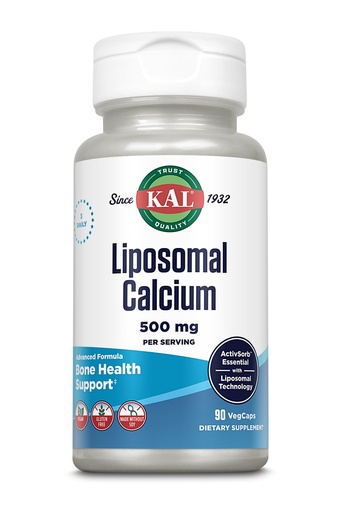 [BRSROBA3OF5QEFD6] KAL Liposomal Calcium 500 mg, High Absorption Calcium Supplement, Essential Calcium Support, Vegan, Gluten Free, No Soy, 30 Servings, 90 VegCaps