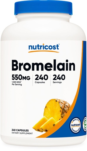 [BRSROBL5CIMWYAAZ] Nutricost Bromelain Capsules (240 Capsules) - 550 MG Per Serving, Vegan, Non-GMO, GMP Compliant