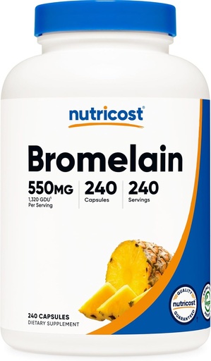 [BRSROBL5CIMWYAAZ] Nutricost Bromelain Capsules (240 Capsules) - 550 MG Per Serving, Vegan, Non-GMO, GMP Compliant