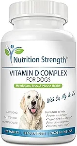[BRSW2AAHAEDQIFY3] Vitamin D for Dogs with Calcium, Magnesium and Zinc to Support Strong Teeth, Bones and Muscles, Promote Mineral Metabolism and a Healthy Immune Function, 120 Chewable Tablets