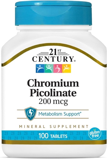 [BRSWIY37OUDRCYDK] 21st Century Chromium Picolinate, 200 mcg, 100 Tablets