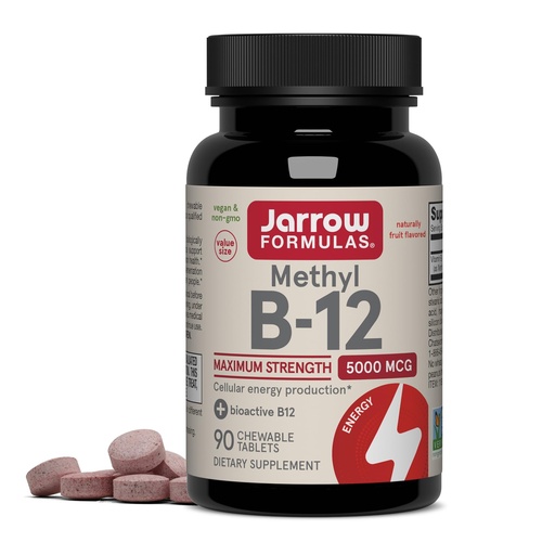 [BRSWIHIODMAAOE32] Jarrow Methyl Vitamin B-12 5000 mcg, Cellular Energy, 90 Chewable Tablets | Fruit Flavored, Bioactive B12 Vitamin, Supports Cellular Energy Production, Brain Health & Metabolism, 90 Servings