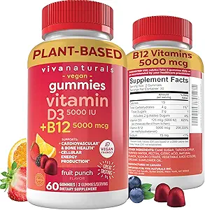 [BRSWYEA6OUBRQEIZ] Vitamin B12 Gummies for Adults 5000mcg with Vitamin D3 5000 IU - Chewable B12 Vitamin 5000 MCG Gummies for Women, Vitamin D and B12 Gummy Vitamin