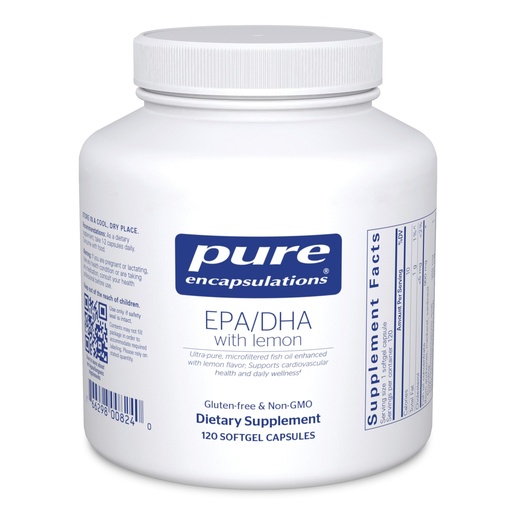 [BRSWIYYIBR6AOGTY] Pure Encapsulations EPA/DHA with Lemon | Ultra-Pure, Molecularly Distilled Fish Oil Concentrate with Lemon | 120 Softgel Capsules