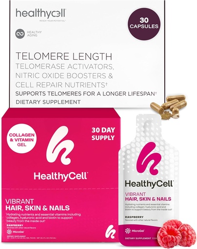 [BRSROAQEAR7WKETA] Healthycell Telomere Length Healthy Aging + Heart & Vascular Health Supplements for Women & Men Bundle