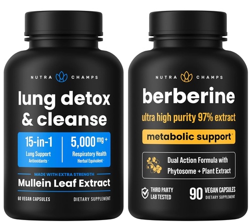 [BRSRAFLQCQCBQAYY] NutraChamps Complete Respiratory & Metabolic Support: Lung Cleanse & Berberine Duo