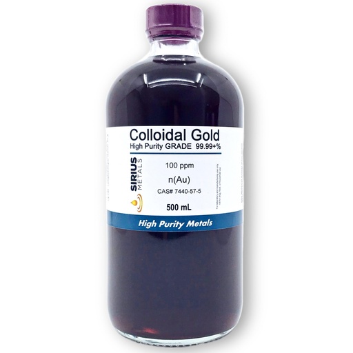 [BRSW2CD7PMHWMFD4] True Colloidal Gold (100 ppm) - 99.99+% Purity - 500 mL (16.9 Fl Oz) in a Clear Glass Bottle