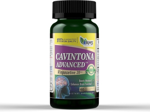 [BRSRAY36DEIRU336] America Medic & Science Cavintona Advanced Supplement – Vinpocetine 20mg for Memory, Recall & Brain Health – Supports Cognitive Function, Focus, Mental Clarity & Blood Flow – 60 Capsules