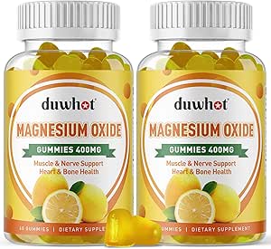[BRSROHQDO55QOGTX] Magnesium Oxide Gummies 400mg, Magnesium Oxide Chewable Supplement for Adults & Kids, Nerve, Muscle, Bone & Heart Support, Non GMO, Pectin, Vegan, 120