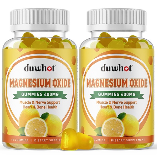 [BRSROHQDO55QOGTX] Magnesium Oxide Gummies 400mg, Magnesium Oxide Chewable Supplement for Adults & Kids, Nerve, Muscle, Bone & Heart Support, Non GMO, Pectin, Vegan, 120