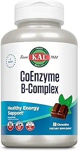 [BRSWIYAHBZ5RA2TG] KAL CoEnzyme Vitamin B Complex, Chewable B Vitamins for Healthy Energy, Red Blood Cell and Nerve Function Support w/Vitamin B12, B6, Folic Acid, Natural Cocoa Mint, Vegan, Sugar Free, 30 Serv, 60ct
