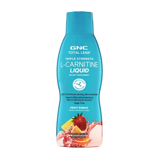 [BRSWGHYBOYPBYYI2] GNC Total Lean Triple Strength L-Carnitine Liquid | Supports Fatty Acid Metabolism and Helps to Fuel Muscle Recovery, Sugar Free | Fruit Punch | 16 fl.oz