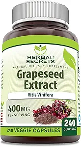 [BRSWG237CJ5GE33K] Herbal Secrets Grapeseed Extract 400 mg 120 Veggie Capsules Supplement | Non-GMO | Gluten Free (120 Count | Pack of 2)