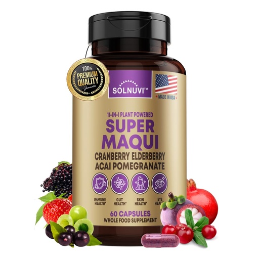 [BRSRAAAYCF5AMFIY] Organic Super Maqui Berry Capsules - Superfood Powder - Elderberry Extract, Cranberry, Pomegranate, Acai - Dry Eye & Tear Support, Gut Health, Skin - 60 Vegan Capsules, Non GMO, Gluten Free Supplement