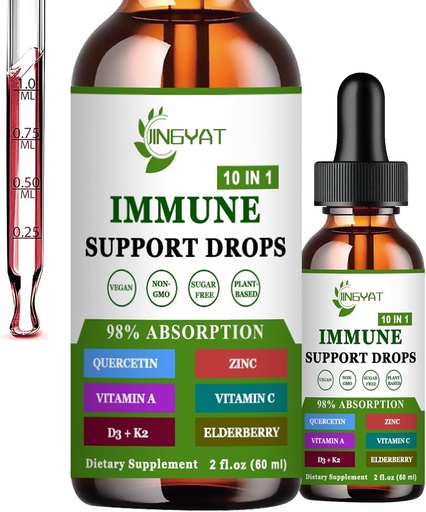 [BRSROGL5AUMBYFL4] Zinc Quercetin with Bromelain Vitamin C D3 Liquid Drops Immune Support with Vitamin A K2 Echinacea Chlorophyll and Elderberry - 10 in1 Immune Defense Drops Complex for Immunity Health