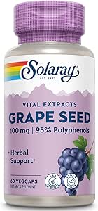 [BRSWKHQYAYCAA2I7] SOLARAY Grape Seed Extract 100 mg Plus Bioflavonoid Complex | Healthy Cardiovascular & Blood Vessel Support | 60 VegCaps