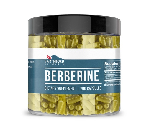 [BRSWYAQNDJ6BAAL2] Earthborn Elements Berberine 200 Capsules, Pure & Undiluted, No Additives
