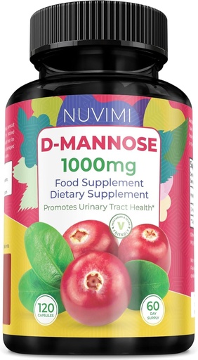 [BRSW2EAPCEPRSDY7] D Mannose 120 Capsules - 1000 mg per Dose - Dietary Supplement Helps Promote Urinary Tract Health - Natural Vegan UTI Defense
