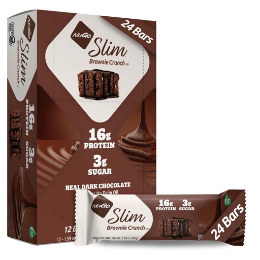 [BRSWY2QKDEIAKDLL] Nugo Slim Dark Chocolate Brownie Crunch, 16g Protein, 2g Sugar, 7g Fiber, Low Net Carb, Keto Friendly, Gluten Free, 24 Count