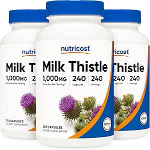 [BRSWKEI5AUOR2DI7] Nutricost Milk Thistle 1,000mg Equivalent, 240 Capsules (3 Pack) - 250mg of 4:1 Extract - Vegan, Non-GMO and Gluten Free