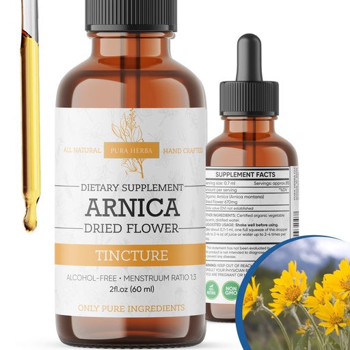 [BRSROBAOBUIBUG3X] Pura Herba Arnica Liquid Extract – Alcohol-Free, Vegan, Supports Muscle Recovery & Joint Comfort, Fast-Absorbing Tincture, Made in USA – 2 Fl Oz