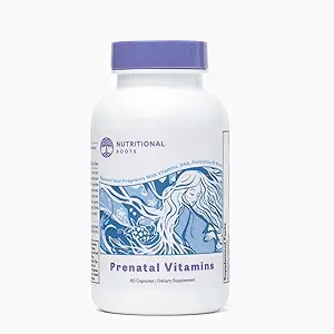 [BRSROGI5CUOR6ELK] Nutritional Roots Prenatal Vitamins with DHA - Whole Food Vitamins with Folate, Probiotics and Regenerative Organic Ingredients, Without Iron, Without Iodine, Bump It Up, 30 Servings
