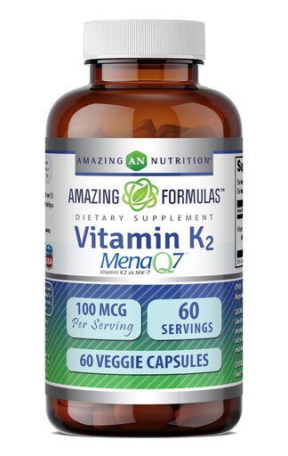 [BRSWG2YDOV6AMEY7] Amazing Formulas Vitamin K2 Menaq7 MK7 Supplement | 100 Mcg | Veggie Capsules | Non-GMO | Gluten Free | Made in USA (1 Pack, 60 Count)