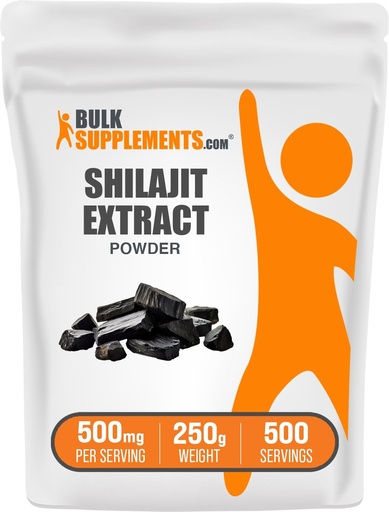 [BRSROCQKOF5BUG36] BulkSupplements.com Shilajit Extract Poeder - Fulvic Acid Supplement, Shilajit Supplement - Glutenvrij, 500mg per portie Shilajit Poeder, 250g (8.8 oz) (pakket van 1)
