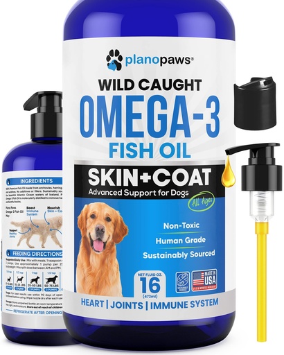 [BRSW2FTQC55GYHLX] Omega 3 Fish Oil for Dogs - Better Than Salmon Oil for Dogs - Dog Fish Oil Supplement - Reduce Shedding & Itching - Supports Joints, Brain, Heart Health- Dog Skin and Coat Supplement - Fish Oil Liquid