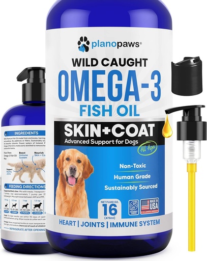 [BRSW2FTQC55GYHLX] Omega 3 Fish Oil for Dogs - Better Than Salmon Oil for Dogs - Dog Fish Oil Supplement - Reduce Shedding & Itching - Supports Joints, Brain, Heart Health- Dog Skin and Coat Supplement - Fish Oil Liquid